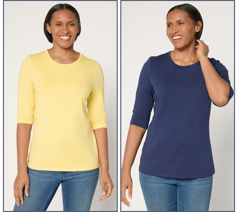 Denim & Co. Essentials 2-Pack Favorite Jersey Ballet Sleeve Tops — View 21