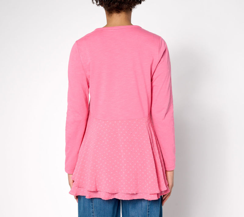 LOGO by Lori Goldstein Regular Knit Cardigan with Clip Dot Trim — View 16