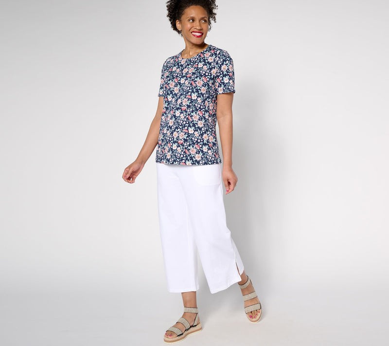 Denim & Co. Beach Jersey 2-Pack Printed and Solid Tops — View 15