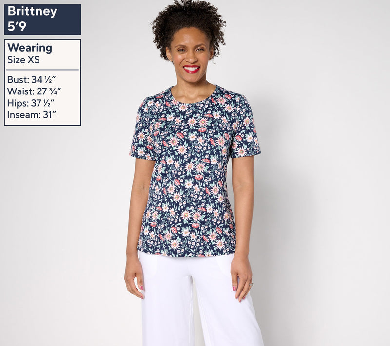 Denim & Co. Beach Jersey 2-Pack Printed and Solid Tops — View 13