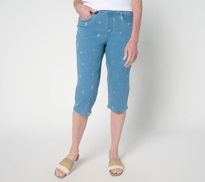 Denim & Co. Regular Indigo Classic Stretch Star Print Skimmer — Main view