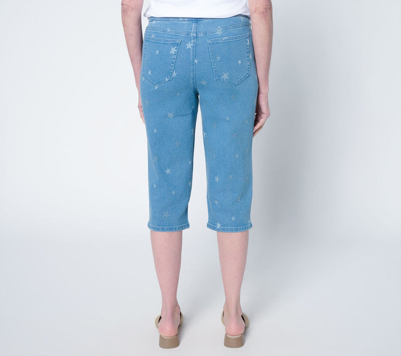 Denim & Co. Regular Indigo Classic Stretch Star Print Skimmer — View 3