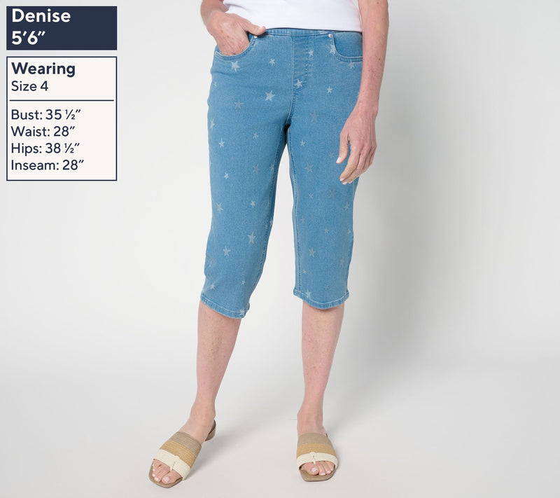 Denim & Co. Regular Indigo Classic Stretch Star Print Skimmer — View 2