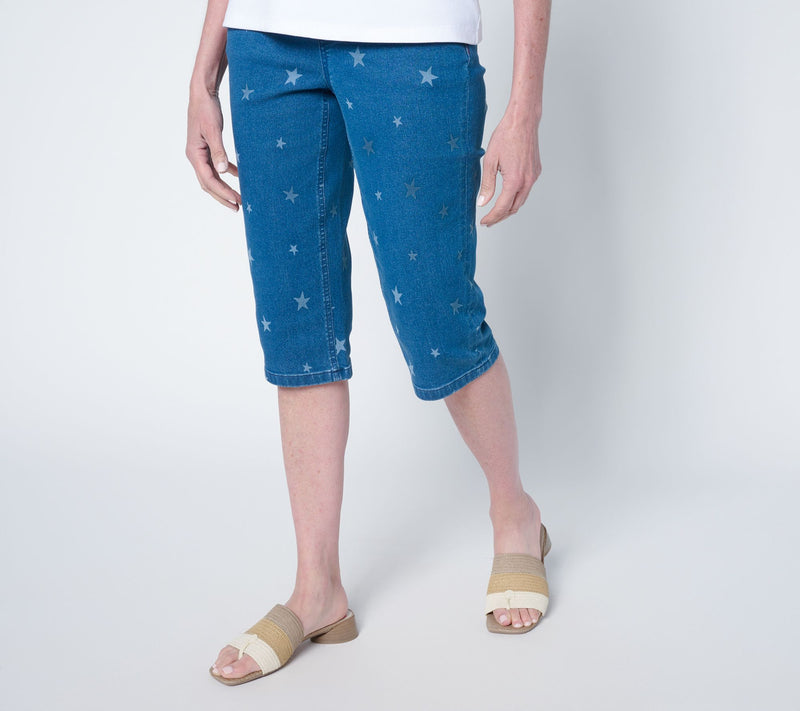 Denim & Co. Regular Indigo Classic Stretch Star Print Skimmer — View 10