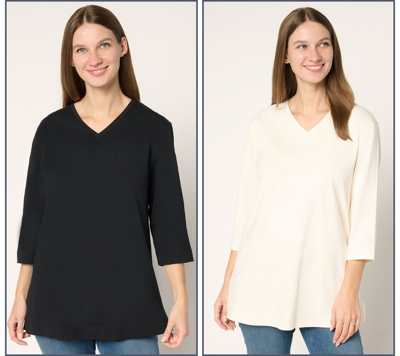 Denim & Co. Essentials Regular Cotton Jersey 2-Pack Tunic — View 7