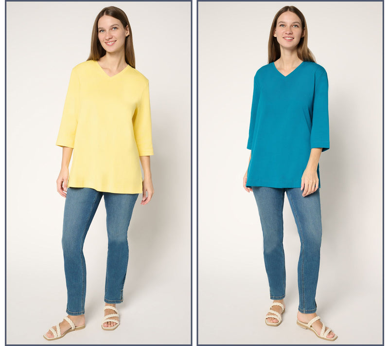 Denim & Co. Essentials Regular Cotton Jersey 2-Pack Tunic — View 11