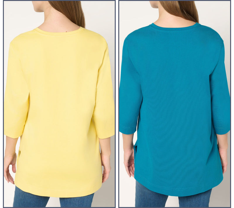 Denim & Co. Essentials Petite Cotton Jersey 2-Pack Tunic — View 4