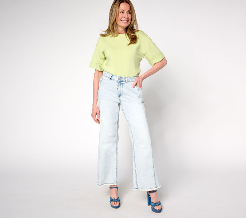 LOGO by Lori Goldstein Regular Full Length Wide Leg Jeans — View 9