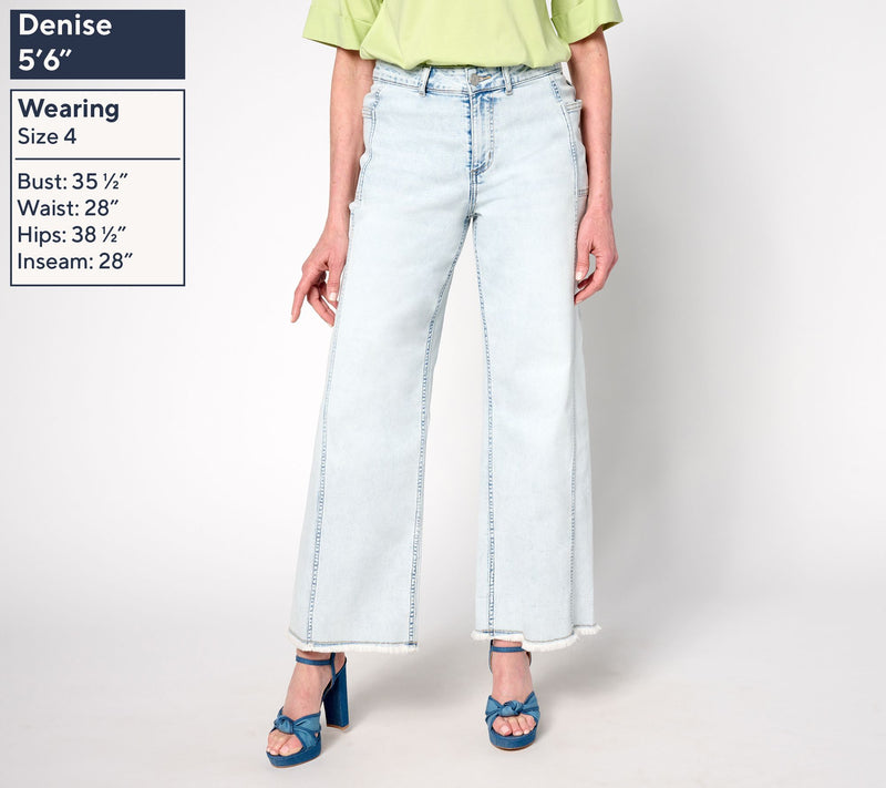 LOGO by Lori Goldstein Regular Full Length Wide Leg Jeans — View 7