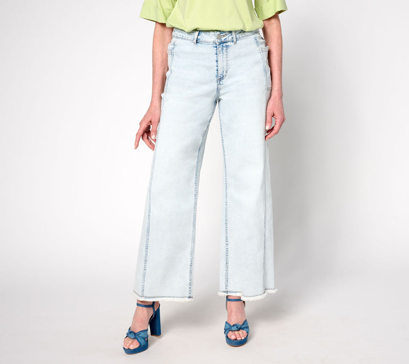 LOGO by Lori Goldstein Regular Full Length Wide Leg Jeans — View 3