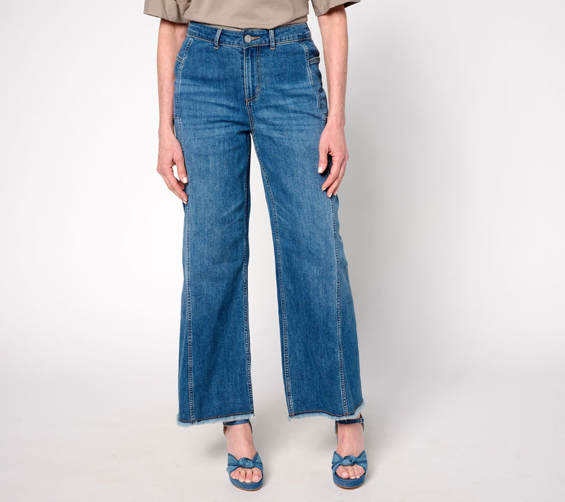LOGO by Lori Goldstein Regular Full Length Wide Leg Jeans — View 5