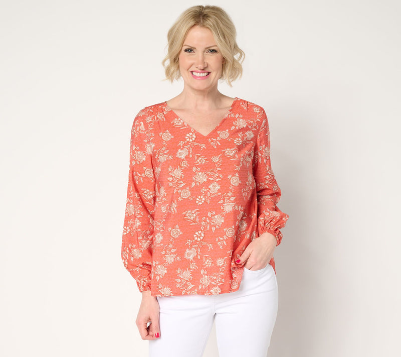Peace Love World Boheme Printed Pleat Back Blouse — Main view