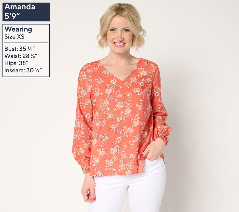 Peace Love World Boheme Printed Pleat Back Blouse — View 3