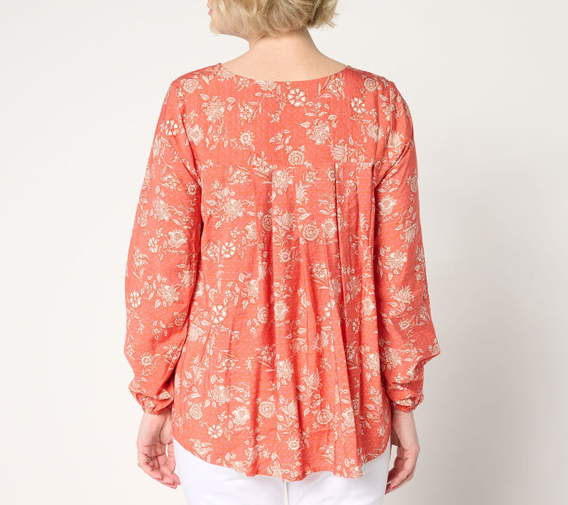 Peace Love World Boheme Printed Pleat Back Blouse — View 4