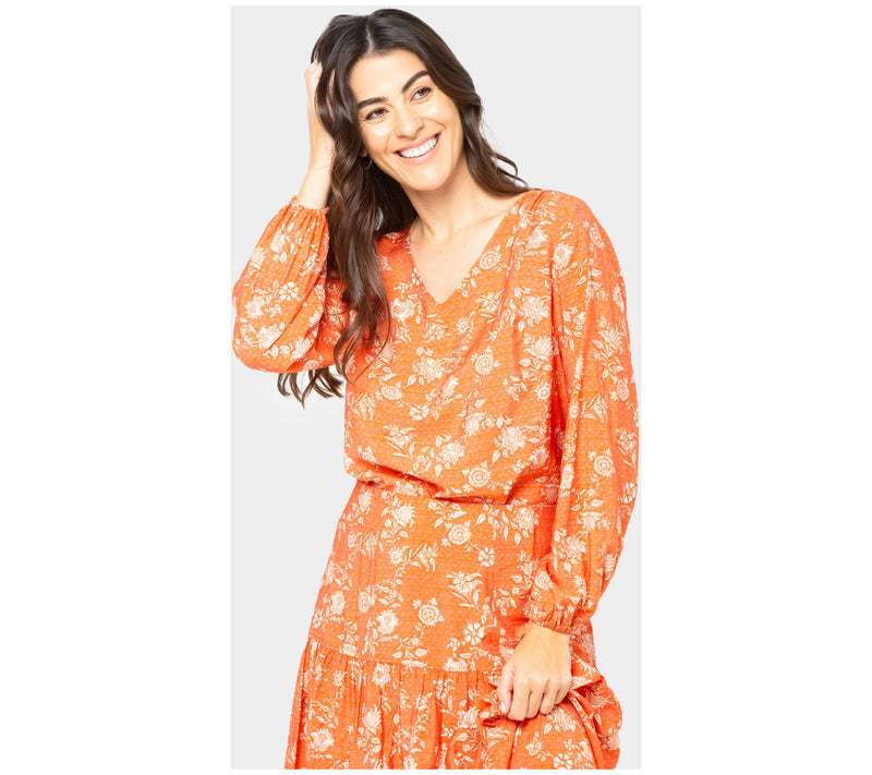 Peace Love World Boheme Printed Pleat Back Blouse — View 7