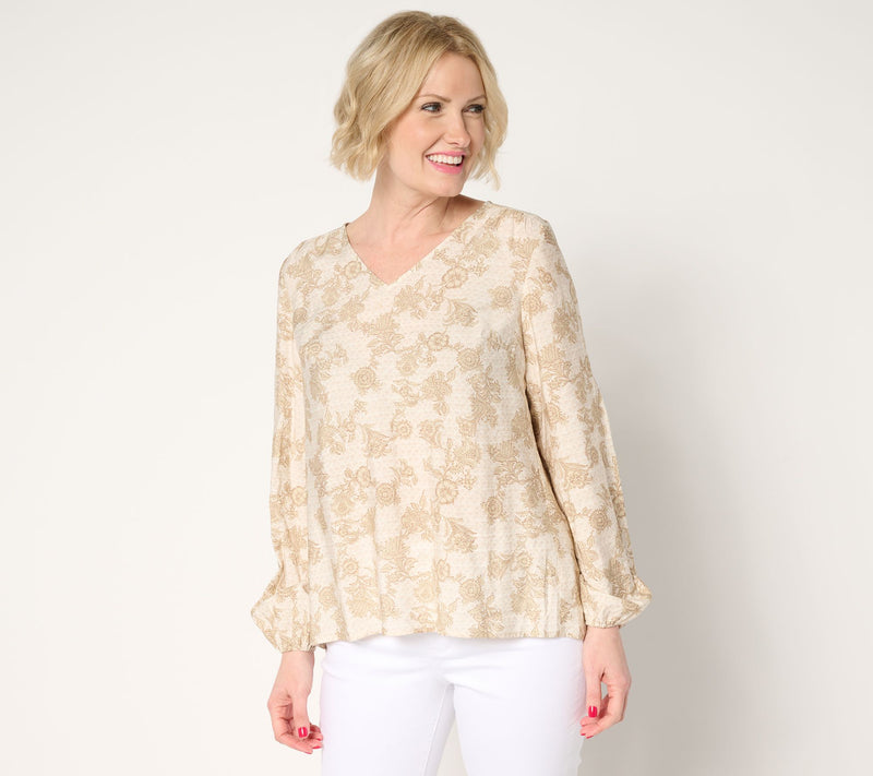 Peace Love World Boheme Printed Pleat Back Blouse — View 14