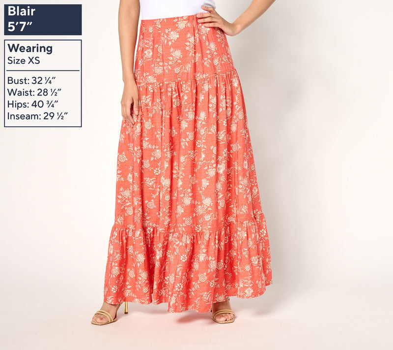 Peace Love World Boheme Regular Printed Tiered  Maxi Skirt — View 9