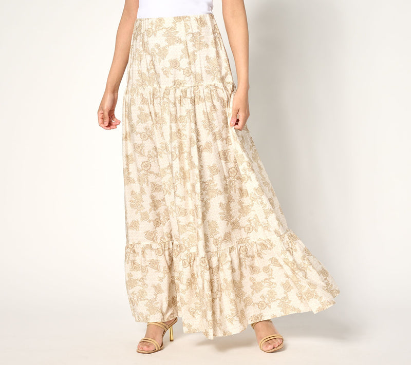 Peace Love World Boheme Regular Printed Tiered  Maxi Skirt — Main view