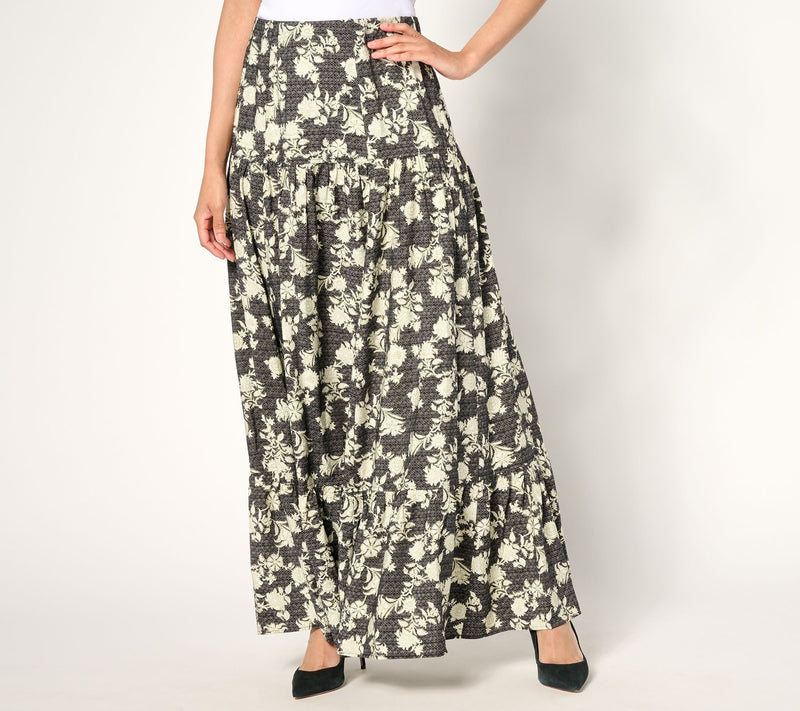 Peace Love World Boheme Petite Printed Tiered Maxi Skirt — View 12