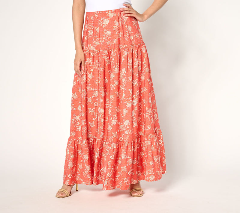 Peace Love World Boheme Petite Printed Tiered Maxi Skirt — View 13