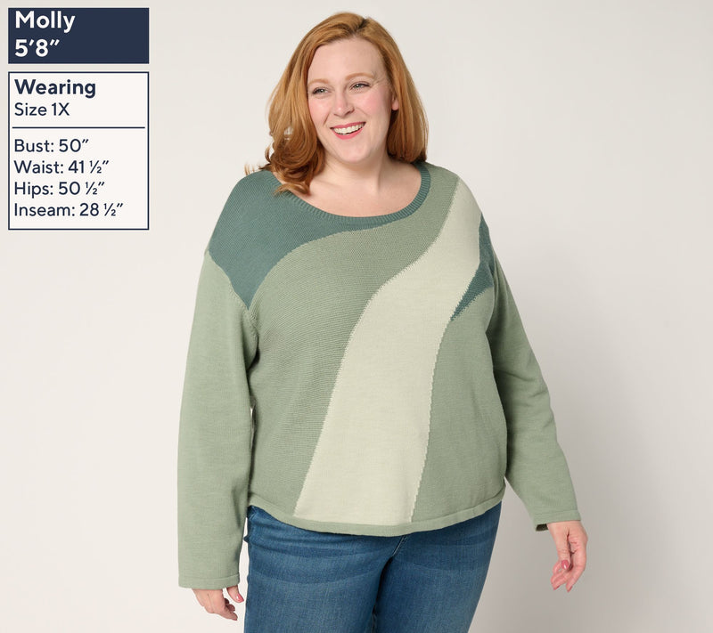 Peace Love World Boheme Abstract Novelty Stitch Sweater — View 2