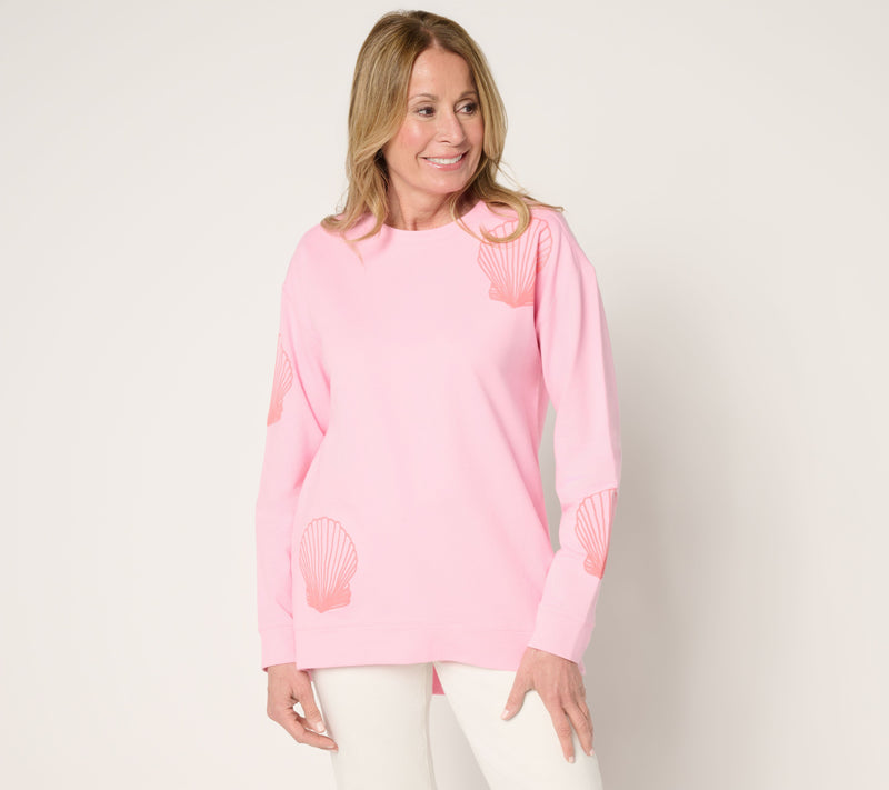 Denim & Co. French Terry Crew Neck Puff Print Pullover — View 9