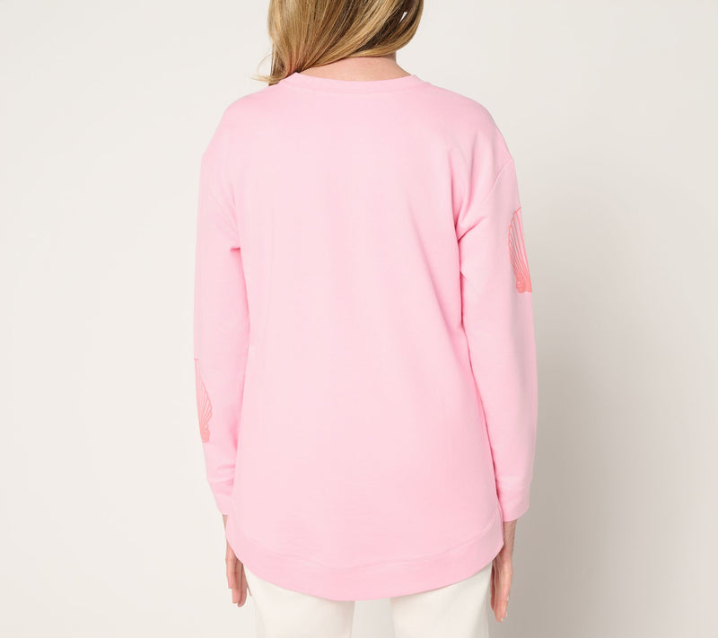 Denim & Co. French Terry Crew Neck Puff Print Pullover — View 3