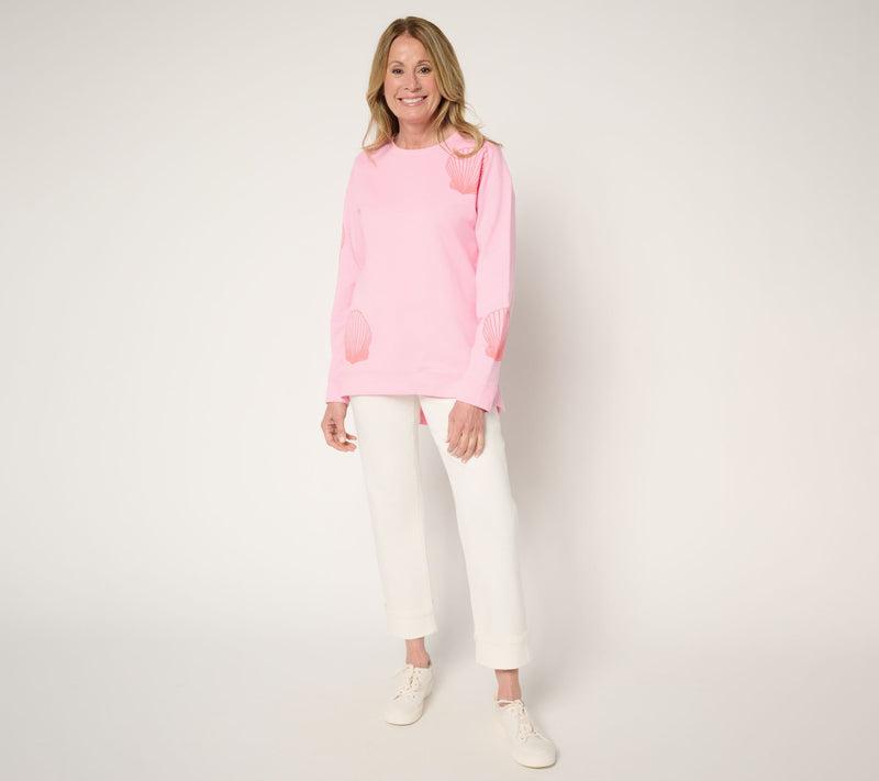 Denim & Co. French Terry Crew Neck Puff Print Pullover — View 4