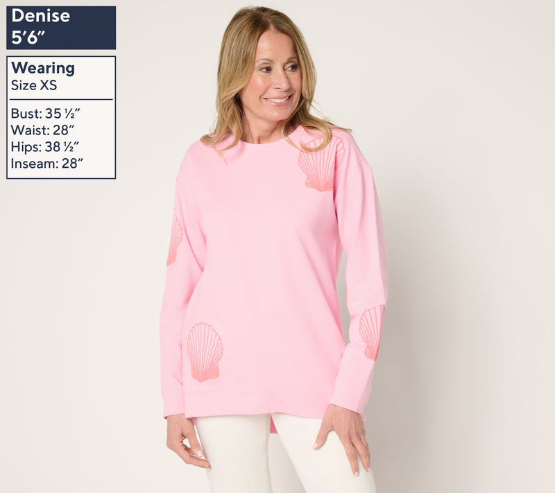 Denim & Co. French Terry Crew Neck Puff Print Pullover — View 2