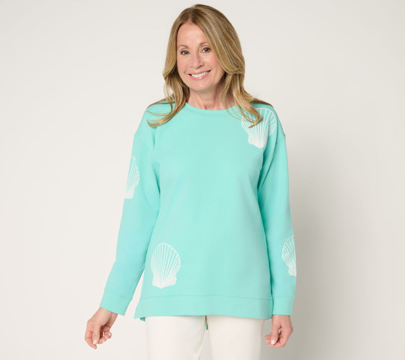 Denim & Co. French Terry Crew Neck Puff Print Pullover — View 10