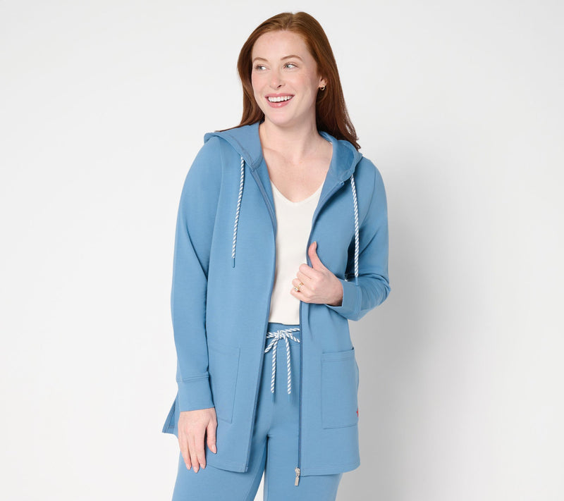 Denim & Co. Active Regular French Terry Zip-Up Tunic w/ Star Detail — Main view