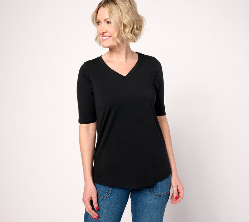 AnyBody Cozy Knit Elbow Puff Sleeve Knit Top — View 18