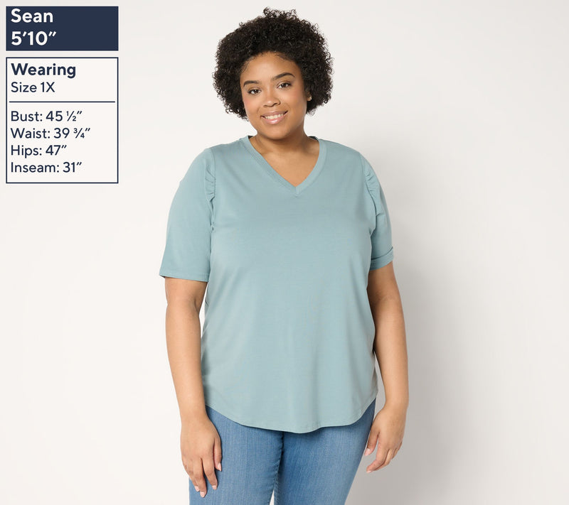 AnyBody Cozy Knit Elbow Puff Sleeve Knit Top — View 8
