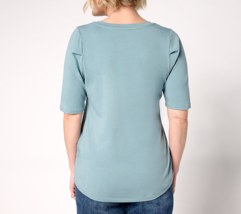 AnyBody Cozy Knit Elbow Puff Sleeve Knit Top — View 10