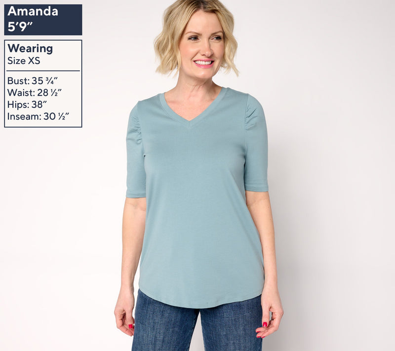 AnyBody Cozy Knit Elbow Puff Sleeve Knit Top — View 9