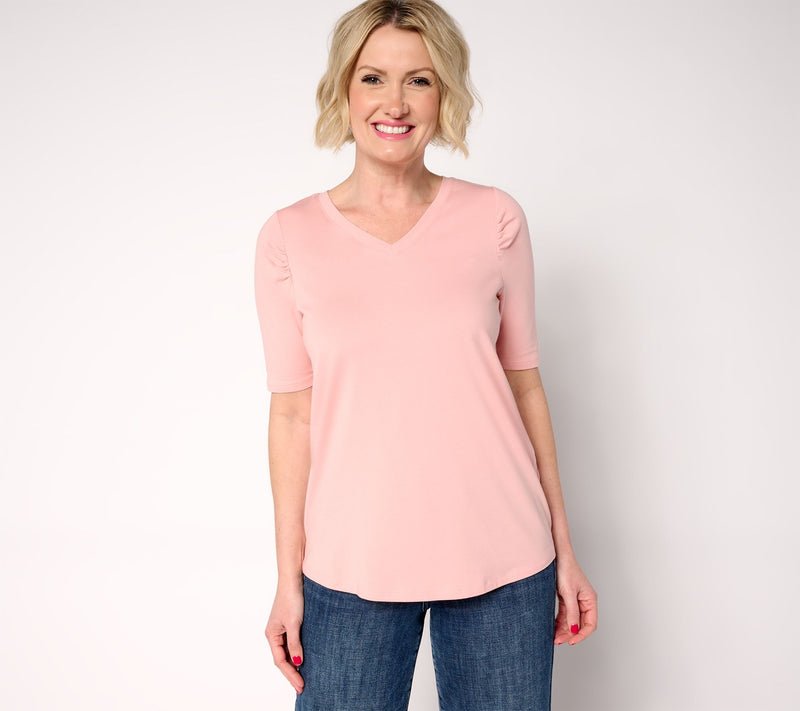 AnyBody Cozy Knit Elbow Puff Sleeve Knit Top — View 22