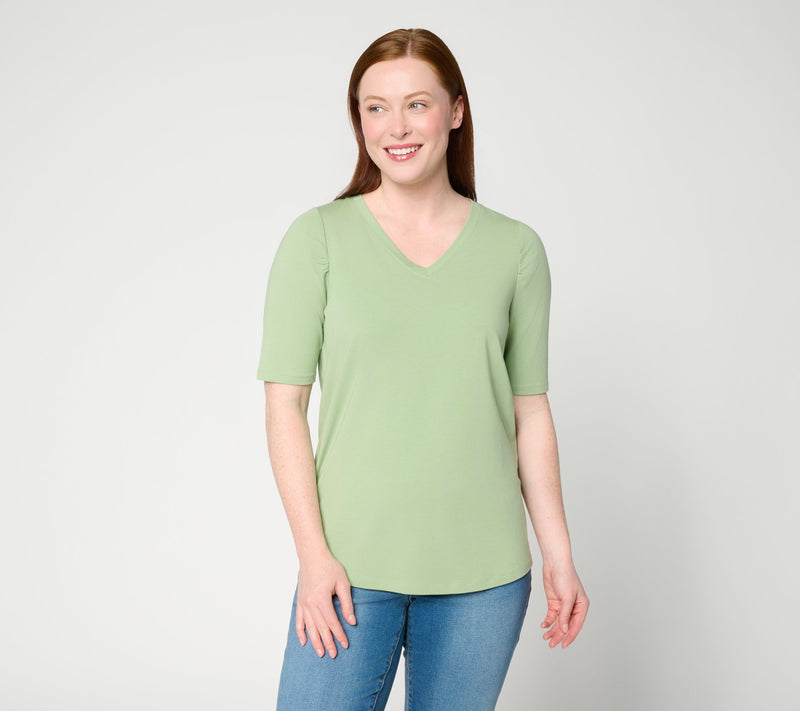 AnyBody Cozy Knit Elbow Puff Sleeve Knit Top — View 3