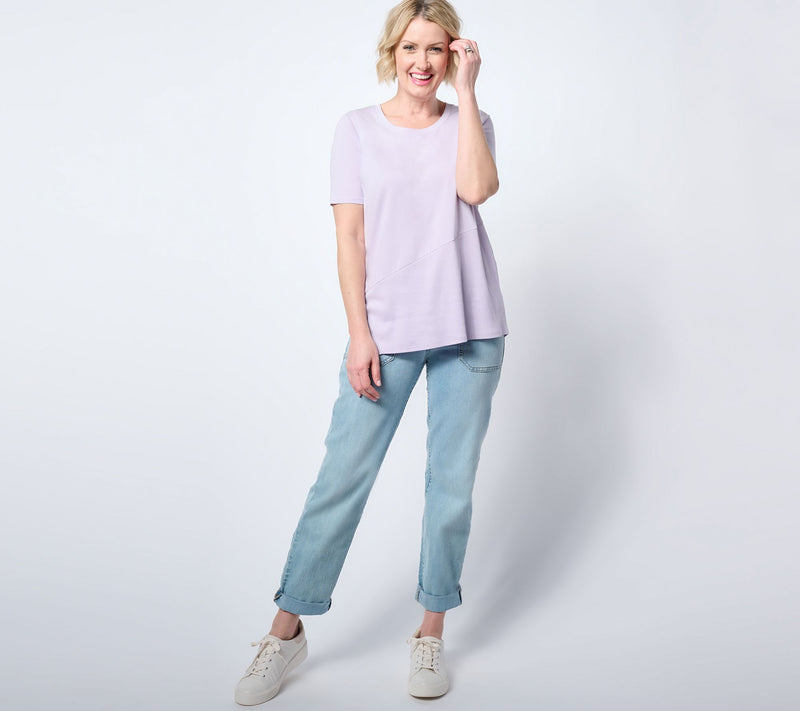 AnyBody Cozy Knit Asymmetrical Ribbed Hem Knit Top — View 5