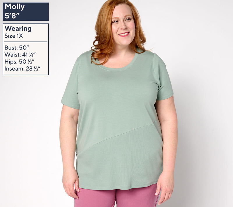 AnyBody Cozy Knit Asymmetrical Ribbed Hem Knit Top — View 2