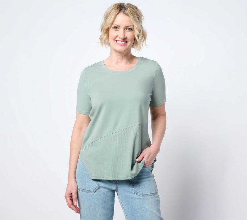 AnyBody Cozy Knit Asymmetrical Ribbed Hem Knit Top — View 13