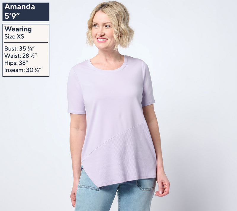 AnyBody Cozy Knit Asymmetrical Ribbed Hem Knit Top — View 3