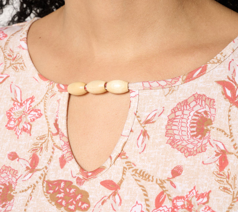 Denim & Co. Favorite Jersey Flutter Sleeve Beaded Keyhole Top — View 6
