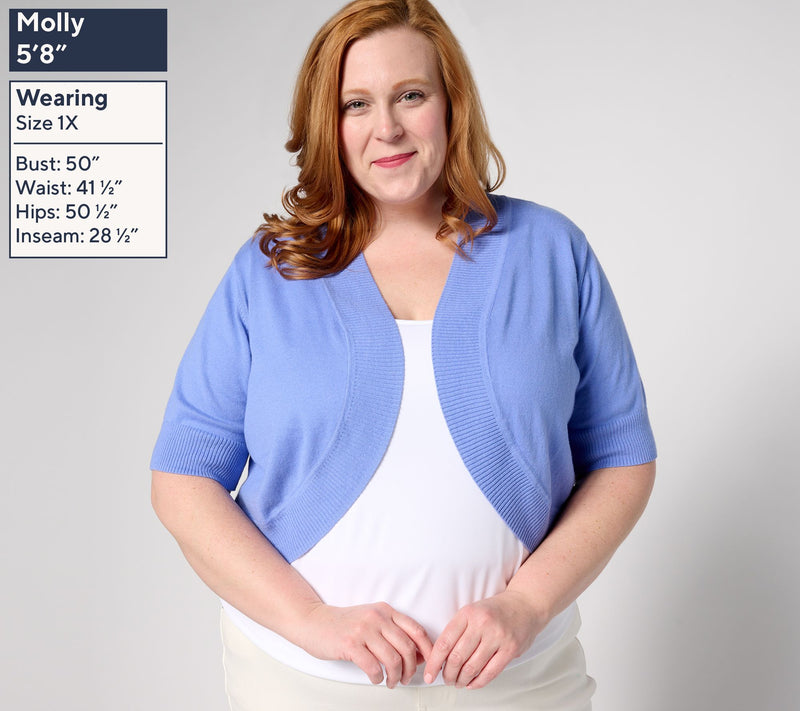 Isaac Mizrahi Live! Essentials Elbow Sleeve Bolero Sweater — View 2