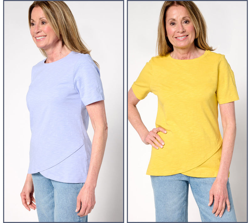 Denim & Co. Essentials 2-Pack Textured Knit Tulip Hem Tops — Main view