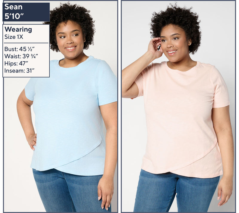 Denim & Co. Essentials 2-Pack Textured Knit Tulip Hem Tops — View 10