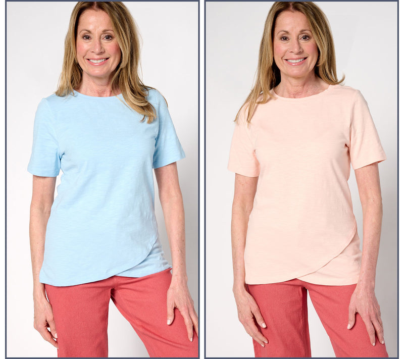 Denim & Co. Essentials 2-Pack Textured Knit Tulip Hem Tops — View 5