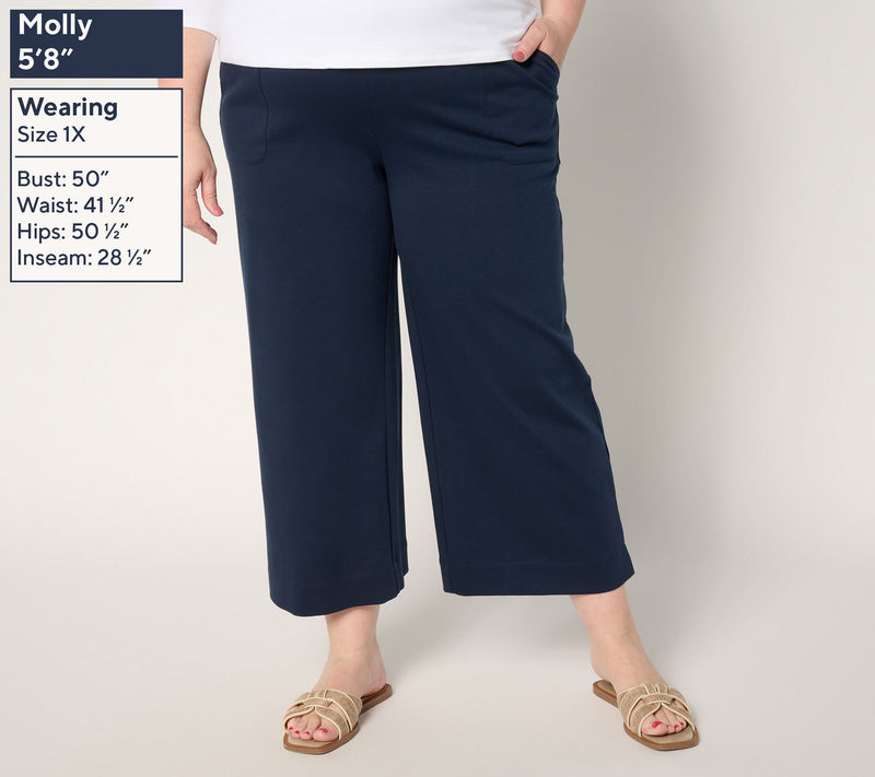 Isaac Mizrahi Live! Petite Essentials Pima Cotton Culotte Pants — View 2