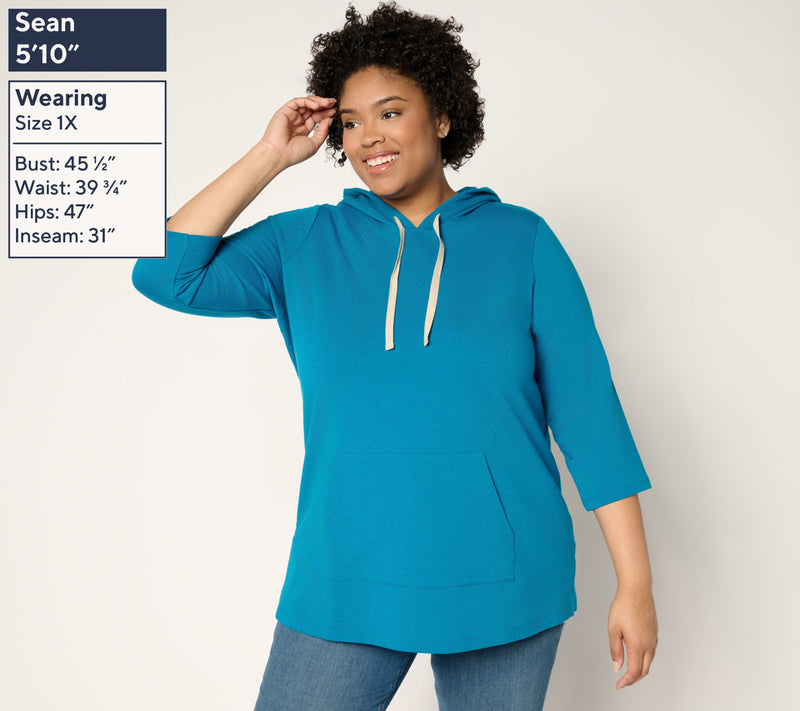 Denim & Co. Active Regular French Terry Tunic Pullover w/ Whip Stitch — View 2