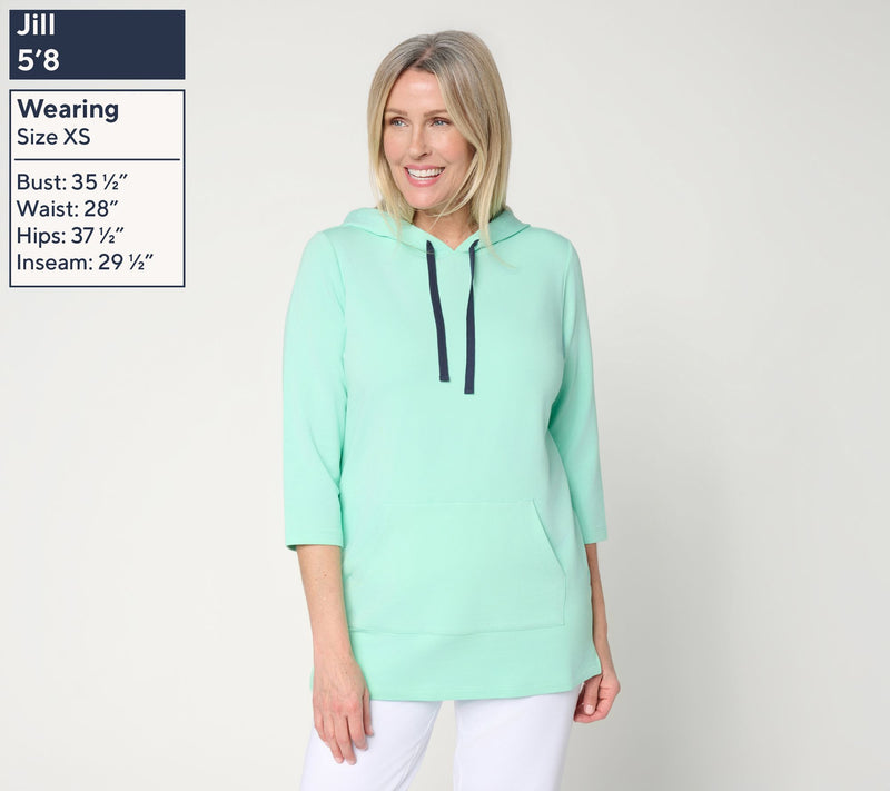 Denim & Co. Active Petite French Terry Tunic Pullover w/ Whip Stitch — View 2