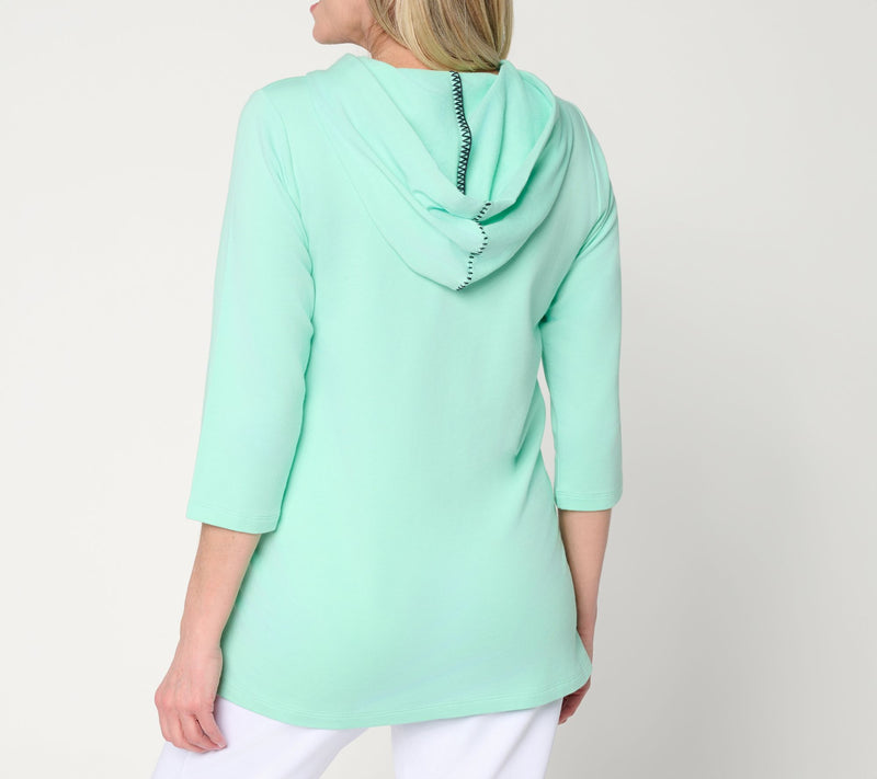 Denim & Co. Active Petite French Terry Tunic Pullover w/ Whip Stitch — View 3
